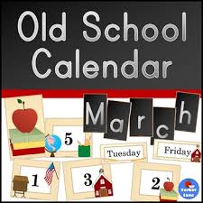 vintage school themed calendar pocket chart printable