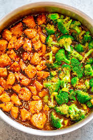 Grilled chicken & broccoli alfredo: Skinny 15 Minute Sesame Chicken And Broccoli Averie Cooks