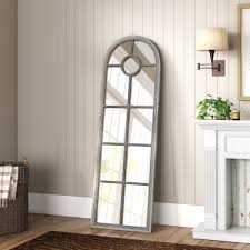 Stonebriar square rustic 9 panel window pane hanging wall mirror with worn white finish and attached mounting brackets, decorative farmhouse and coastal home decor accents. Birch Lane Florian Ellar Arched Window Pane Mirror Reviews Wayfair