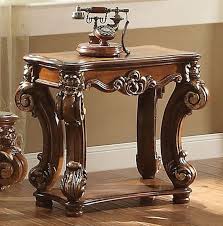 Acme 82003 Vendome Cherry Finish Wood Carved Accents End Table End Tables Antique Table End Tables With Storage