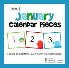 January Pocket Chart Calendar Pieces