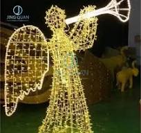 [Hot Item] Outdoor Lighting Use Shopping Mall Business Center Large Angels  Christmas Decoration LED Motif Lights