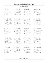 Inverse Relationships Multiplication And Division 5 12 Multiplication And Division Worksheets Division Worksheets Algebra Worksheets