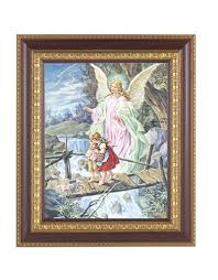 Product title craig frames bullnose, 10x13 inch picture frame, con. Picture Guardian Angel Cherry Gold Frame 11x13 Reilly S Church Supply Inc