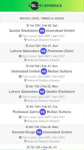 Psl 2021 schedule, teams, time table, squad, players list, live streaming and telecast in india: Psl 2021 Schedule Teams For Android Apk Download