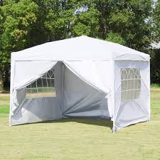 Big mobile marquee for trade show, weddings and events. Canopy Tent 10x10 White Pop Up Canopy Outdoor Gazebo Portable Shade Instant Tent Commercial Tent Portable Market Stall With 3 Sidewalls And Carry Bag For Party Wedding Activity Bbq Beach Car Shelter Buy