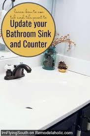 It's so much easier to paint and reduces the risk of having even the smallest of dots of paint fall on the faucet. 19 Best Painting Bathroom Countertops Ideas Countertop Makeover Bathroom Countertops Painted Bathroom