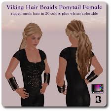 Awaken your inner viking warrior with the help of one of these 20 cool viking haircuts! Second Life Marketplace Blackburns Braided Viking Hairstyle With Ponytail 20 Colors