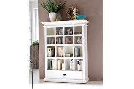 White Wooden Bookshelf With Sixteen Shelves Plus Single Drawer On The Bottom Solid Wood Bookshelf Wood Bookshelves White Wood Bookcase