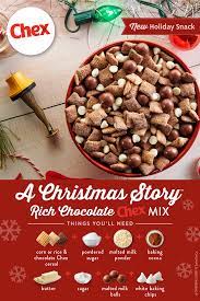 A Christmas Story Rich Chocolate Chex Mix Christmas Snacks Christmas Candy Recipes Christmas Party Food