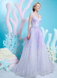Pastel Purple V Neck Soft Lace A Line Dress Wedding Dresses Bridal Boutique Singapore Weddi Purple Wedding Dress Pastel Wedding Dresses Rent Prom Dresses