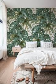 When it comes to tropical bedroom decor, nothing will make your space feel more like an outdoor oasis than some lush greenery, pops of color, and of course, a trendy palm tree pattern. Monstera Leaf Wallpaper Removable Wallpaper Monstera Etsy Wohnzimmer Hausdekoration Dekoration Wohnideen Jungle Wall Decor Boho Bedroom Decor Room Decor