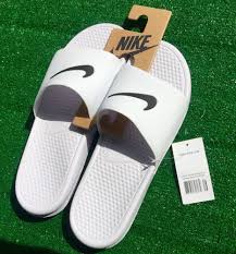 Black And White Nike Sandals Men Shoes Nike Benassi Swoosh Slides White Black Slipper Shower Beach Size14 Nike Slides Slides Shoes Nike Nike Slippers Mens Nike Shoes