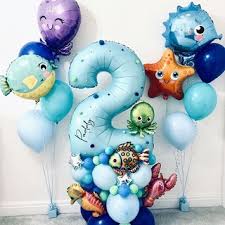 28 inflatable palm tree cooler, beach theme party décor, party supplies for pool party, luau party and hawaiian party 4.4 out of 5 stars 1,305 $19.95 $ 19. Blue Sea Theme Party Theme Birthday Decorations For Kids Beach Balloon With Happy Birthday Banner Decoration Nkyqà¹à¸—
