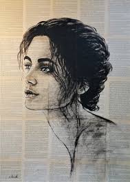 Black And White Self Portrait Painting Mixed Media Portrait Black And White Wall Art In 2020 Mixed Media Portrait Black And White Wall Art Portrait Painting