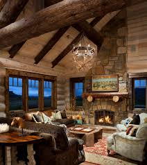 In this case, peeled wood beams are present in the walls, ceiling, furnishings, and fireplace mantel, creating a room that hangs together well. Cabin Mantel Houzz