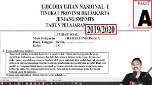Ya karena sehari hari kan kita menggunakan bahasa indonesia meskipun dalam ragam bahasa yang nggak resmi. Prediksi Unbk Smp 2020 Pembahasan Ucun Dki 2020 Bahasa Indonesia Smp Tahap 1 Paket A Youtube