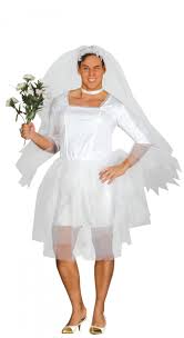 Bärtiger mann im hochzeitskleid einer frau auf ihrem nackten. Fiestas Guirca Dress Up Hochzeitskleid Manner Weiss Internet Partyshop