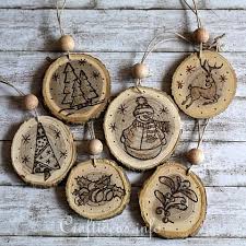Wood Crafts For Christmas Wood Burned Christmas Ornaments From Wooden Branch Slices Christmas Wood Crafts Christmas Wood Christmas Ornaments