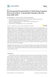 Savesave 2.third party proceedings.docx for later. Pdf Environmental Sustainability In Third Party Logistics Service Providers A Systematic Literature Review From 2000 2016