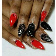 Black And Red Stiletto Nails Stiletto Nails Kortenstein Diamond Nails Pointed Nail Designs Nails