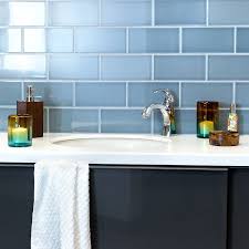 Vintage kitchen with tiled countertops, floors and walls. Vector Azul 4x8 Polished Ceramic Tile Tilebar Com