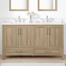 Shop bathroom vanities top brands at lowe s canada online store. Style Selections Edwards 60 In Natural Oak Undermount Double Sink Bathroom Vanity With White Engineered Stone Top In The Bathroom Vanities With Tops Department At Lowes Com