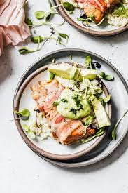 Maybe you would like to learn more about one of these? Bacon Wrapped Salmon With Avocado Dressing The Almond Eater
