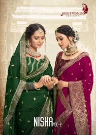 RIGHT WOMEN PRESENTS NISHA VOL-2 81741 TO 81748 SERIES FANCY SILK DESIGNER  SAREES WHOLESALE COLLECTION N1225