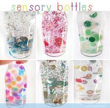 Diy Sensory Bottles White Glycerine Or Baby Oil And Water And Stuff From A Little Delightful Sensory Bottles Kids Sensory Sensory