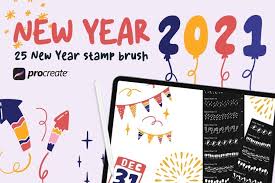 Download New Year 2021 Procreate Stamp Brush 1114764 Procreate Design Bundles