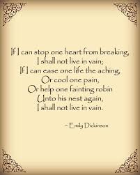 If I Can Stop One Heart From Breaking I Shall Not Live In Vain Emily Dickinson Poem Digital Print Dickinson Poems Famous Author Quotes Emily Dickinson Poems