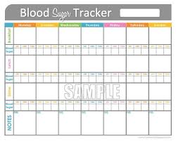 Blood Sugar Tracker Printable For Health Medical Fitness