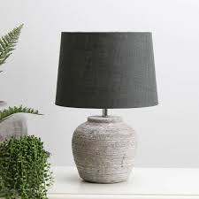 Grey Stone Effect Table Lamp In 2020 Grey Table Lamps Bedside Lamps Grey Table Lamps Living Room