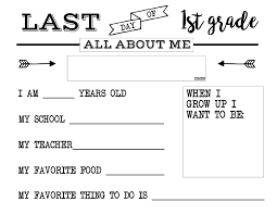 Many first grade students are able to complete these pages on their own. Last Day Of School Free Printable All About Me Sign Paper Trail Design