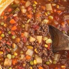Tomato Hamburger Vegetable Soup With Lean Ground Beef Small Onion Garlic Salt Chopped Potato Beef Soup Recipes Vegetable Soup Recipes Soup With Ground Beef