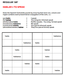 Sudoku Verbo Hablar How To Speak Spanish Learning Spanish Spanish Lesson Plans