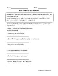Active And Passive Voice Worksheets Active And Passive Voice Active Voice Passive