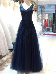 Elegant Navy Blue Tulle Backless Floor Length Prom Dresses Party Gowns Evening Dresses Navy Blue Formal Dresses Evening Dresses Long Backless Prom Dresses Blue Dress Formal