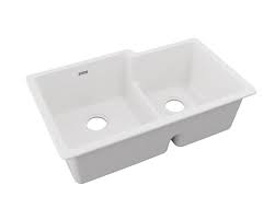 Single bowl kitchen sink with protective bottom grid and strainer in white 4.9 out of 5 stars 21 blanco, white 442551 valea silgranit single bowl undermount kitchen sink, 27 x 18 Elkay Quartz Classic 33 X 20 1 2 X 9 1 2 Offset 60 40 Double Bowl Undermount Sink With Aqua Divide White