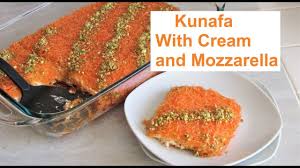 How To Make Kunafa With Cream And Mozzarella Cheese Middle Eastern Dessert Recipe349cff Y Middle Eastern Desserts Paleo Thanksgiving Food Processor Recipes