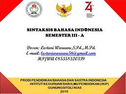 Implementasi model materi ajar sintaksis berbasis linguistik fungsional di jurusan bahasa dan sastra indonesia universitas negeri jakarta miftahulkhairah anwar. Sintaksis Bahasa Jawa Dosen Harsono S S M Hum Ppt Download