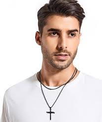 MUERDOU MallDou Jewelry Cross Necklace for Men Boys Philippians 4:13 Cross  Pendant Strength Bible Verse Stainless Steel Necklace (Nail Black Cross):  Buy Online at Best Price in UAE