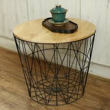 Zen's bamboo storage ottoman stool japanese coffee table small table home funiture. Retro Black Metal Wire Round Wood Top Storage Side Table Basket Home Furniture Ebay