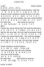 Not Angka Pianika Lagu Rizky Febian Cukup Tau - not lagu angka pianika