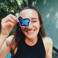 Blue Dog With Butterfly Catcher Sticker