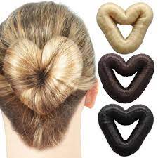 8 cm Love Heart Hair Donut witth fake hair - multiple colors