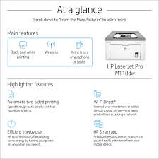 Hp laserjet pro m203dw wireless laser printer, works with alexa (g3q47a). Hp Laserjet Pro M118dw A4 Mono Laser Printer 4pa39a
