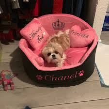 Black And White Striped Dog Bed Baby Pink And Black Striped Dog House With Sparkles Crown Etsy Pink Dog Beds Personalized Dog Beds Dog Bed