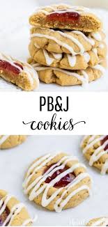 Peanut Butter And Jelly Thumbprint Cookies The Most Delicious Peanut Butter Cookie Topped Wi Peanut Butter Jelly Cookies Jelly Cookies Sweet Recipes Desserts
